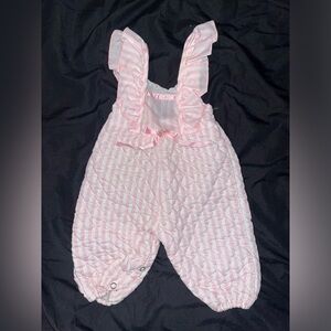 Vintage 90s Baby Quilted PinkStriped Overalls 6-9 Months